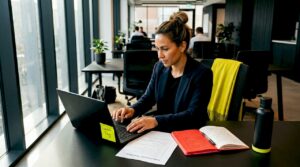 Entrepreneur reviewing website launch checklist