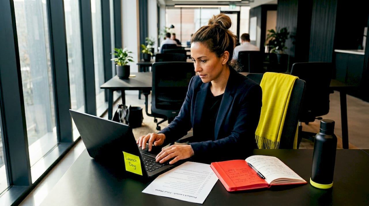Entrepreneur reviewing website launch checklist